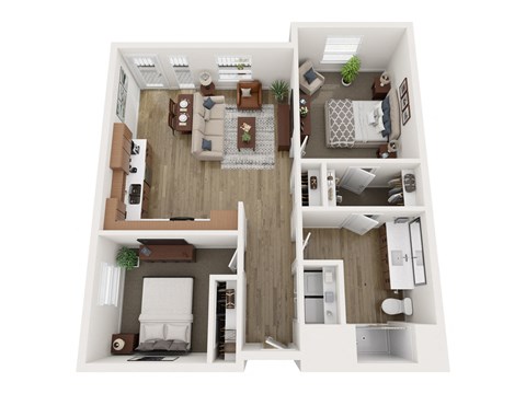 a 1 bedroom floor plan with a bathroom and a living room